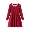 Vestido de Invierno para Niña Vestido de Punto Rojo Suéter Borgoña para Bebé Vestido de Princesa Vestido Estilo Niños Niños