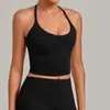 Estilo Caliente Europeo Ajustado Top sin Mangas de Cuello Halter Espalda Profundamente Descubierta Fitness Deportes Pilates Entrenamiento Yoga Top sin Mangas Mujer 2712