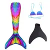 Traje de baño de cola de sirena para niños de comercio exterior europeo y americano, traje de baño para bebé con aletas, atuendo de actuación para niñas, secado rápido