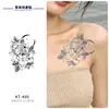 Adesivos de tatuagem simples com linha floral de suco de ervas para mulheres, à prova d'água, duradouros, com um toque de alta qualidade, apresentando rosas, margaridas, formas geométricas, luas crescentes e estrelas
