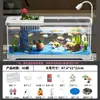 Tanque de Peces Ecológico Seleccionado Cuidadosamente para el Hogar, Escritorio, Paisajismo, Tanque de Corriente Auto-Circulante, Tanque de Plástico para Tortugas de Oficina