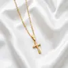 Acessórios de Colar Cruz de Aço Titânio para Mulheres, Aço Inoxidável Não Desbota Zircônia Litorânea Corrente de Clavícula de Nicho de Luxo Leve