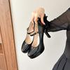 Salto alto para mulheres 2024 outono nova moda uma linha fivela cinta estilete bombas para mulheres