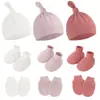 Novo Chapéu de Nó para Recém-Nascido Estilo Comércio Exterior com Proteção Facial Anti-Arranhões, Luvas, Coberturas para Pés e Tampa para Chupeta Chapéu de Bebê