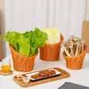 Cesta de Verduras para Olla Caliente de Mimbre Sintético Plato de Verduras Cubo de Lechuga Plato de Guarnición Cesta Creativa de Ingredientes Cesta Inclinada de Frutas