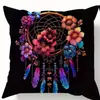 Nuevo Carrillón de Viento de Plumas Transfronterizo Funda de Cojín Multicolor Estampada en Lino Cojín para el Hogar Cojín para Silla de Oficina