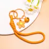 Lanyard para Teléfono de Flor de Goma Macaron, Llavero de Flor Pequeña con Cascabel, Colgante para Bolso Tejido, Accesorios Pequeños Hechos a Mano para DIY