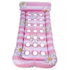 Silla lounge inflable de tela de malla de fábrica con reposabrazos, cama flotante inflable para fiesta en la piscina, flotador de flores al por mayor