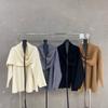 Cachecol Colarinho Atmosfera de Luxo Jaqueta de Malha Elegante para Mulheres 2025 Novo Outono e Inverno Estilo Preguiçoso Solto Cardigan Suéter
