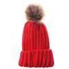 Nuevo gorro de lana tejido con pompón de pelo de invierno para niños europeos y americanos, orejeras para salir de bebé, gorro cálido