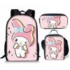 Melody My Melody Bolsa de Comida de Tres Piezas Bolsa para Lápices Mochila para Estudiante Bebé Amazon Lindo Niñosren 100
