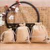 Bolsa de Lino Fino con Cordón, Bolsa con Cordón para Guardar Artefactos Culturales, Bolsa para Guardar Pulsera de Cuentas de Loto, Bolsa de Lino en Stock