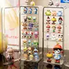 Caixa de armazenamento transparente fofa, organizador de mesa multicamadas, expositor à prova de poeira para figuras e blind boxes, organizador adorável de modelos e pequenos enfeites