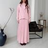 Conjunto de Duas Peças Europeu e Americano Outono e Inverno Novo, Vestido Suéter de Meia-Estação Cor Sólida Linha A Plissado Versátil Emagrecedor de Cintura Alta