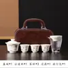 Conjunto de Chá de Viagem em Porcelana de Jade com Tigela com Tampa e Três Xícaras, Presente Corporativo Prático, Benefícios para Funcionários, Logo Personalizado da Empresa