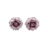 Pendientes de Resina con Flor Morada y Aguja de Plata Estilo Resort de Verano Junto al Mar, Pendientes de Lujo Ligero y de Gama Alta, Accesorios para Orejas Únicos y Hermosos