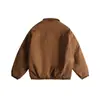 Roupas Vintage 25 Inverno Novo Retro Americano Gola Bordada Couro PU Estilo Motociclista Solta Roupa de Trabalho Jaqueta de Algodão