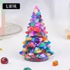 Árbol de Navidad de Grava de Cristal Natural Adornos de Atmósfera Festiva Artesanías de Resina con Goteo de Pegamento de Piedra Cruda de Cristal Adornos Decorativos