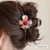 Para cabelos grossos, presilha de tubarão acrílica da moda, presilha de cabelo francesa fofa em formato de coração, presilha de garra com laço elegante para mulheres