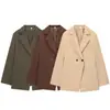 Fabricantes Mayoristas de Ropa para Mujer Transfronterizos 2025Ins Popular Moda Chaqueta de Traje de Doble Botonadura con Abertura en el Dobladillo