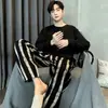 Pijama para hombre, de manga larga y pantalón largo, para primavera y otoño, para usar en casa con aire acondicionado, ligero, ropa casual para el hogar para papás, exportación de fábrica, artículo de venta caliente transfronteriza