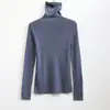 [Não há trocas ou devoluções para itens com desconto] Suéter de tricô de lã sem costura com gola alta para Outono/Inverno, corte justo, que valoriza a silhueta e perfeito como peça base.