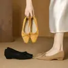 Sapatos de trabalho confortáveis para mulheres, novo estilo primavera/outono, salto baixo, salto grosso, laço, slip-on, sapatos de corte baixo