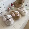 Pantuflas de felpa de algodón para mujer para otoño e invierno, engrosadas y cálidas para uso en casa, pantuflas antideslizantes y de felpa para usar al aire libre en invierno