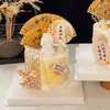 Decoração de Bolo Estilo Chinês Novo para o Festival do Meio Outono de 2026 Ornamento de Coelho Luminoso Cartão de Inserção de Tela de Madeira Estilo Antigo