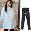 Roupa de Maternidade Estilo Coreano Top Térmico de Dupla Face com Gola Alta, Tamanho Grande, Esconde a Barriga, Não Mostra a Gravidez, Conjunto de Duas Peças para Moda de Trabalho