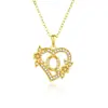 26 Collares con Letras Inglesas para Mujer, Colgante de Flor en Forma de Corazón con Diamantes, Cadena para Clavícula de Diseño Único, Accesorio Versátil de Lujo Ligero