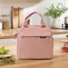 Bolsa térmica de tecido liso com zíper para estudantes levarem comida para o trabalho, bolsa térmica portátil para piqueniques ao ar livre, bolsa térmica de grande capacidade