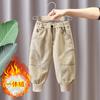 Calças de Menino 1-8 Anos Infantil Inverno 2025 Novo Casual Cargo Forradas com Lã
