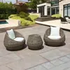 Sofá Exterior Silla de Ratán Combinación Patio Balcón Silla de Ratán de Ocio Juego de Tres Piezas Impermeable Protección Solar Muebles de Exterior