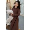 Vestido para Niñas Otoño e Invierno 2025 Nuevo Suave Casual Más Fácil de Combinar Falda de Punto Mediana y Grande Suéter de Fondo para Niños Falda de Princesa