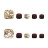 J-109 Café Dourado Diamante Dourado Unhas dos Pés Cruz Transfronteiriça Full Diamond Cor de Curry Unhas Postiças Usar Manicure Patch Finalizado Atacado