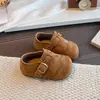 Zapatos retro Birkenstock para niñas de 3-6-12 años, zapatos nuevos de otoño de suela blanda para niños pequeños, zapatos de cuero versátiles de punta redonda para niños