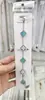 Pulsera de Acero Titanio de Alta Gama con Trébol de Cuatro Hojas de la Suerte para Mujer, Doble Cara de Concha 13mm Joyería de Acero Inoxidable, Estilo Simple y de Moda