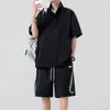 Trajes Casuais Masculinos de Verão Coreanos, Europeus e Americanos Street Handsome Estilo Hong Kong Diário Tamanho Grande Plus Size Solto Atacadista Transfronteiriço
