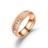 Europa y Estados Unidos nueva moda esmerilado por dentro y por fuera bola diamante completo fila sencilla anillo de pareja acero oro rosa ventas directas de fábrica
