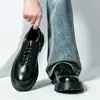 Zapatos Casuales de Cuero Negros Nuevos de Primavera para Hombre Estilo Británico Suela Suave Zapatos de Boda para Novio que Aumentan la Altura