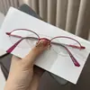Gafas Pequeñas Ovaladas de Media Montura Estilo Otaku, Lisas, Ultraligeras para Mujer, Aptas para Lentes Graduados de Alta Potencia, Diseño Minimalista