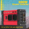 Inversor 300W Convertidor Transfronterizo 12V a 220V110V Pantalla Dual LCD Inteligente 4 USB 4.2A Carga Rápida