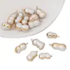 1 Perla de Agua Dulce Natural Irregular con Bordes Dorados Colgante Individual Colgante de Collar Hecho a Mano para DIY Accesorios de Joyería