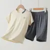 Conjunto de Ropa para Casa para Niños, Nuevo Estilo de Verano Pijama de Manga Corta para Niños, Lyocell Clase A, Ropa Delgada para Aire Acondicionado para Niños Mayores
