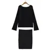 Conjunto de Mujer 2026 Primavera Nuevo Estilo Puro Deseo Estilo Perezoso Suéter de un Hombro Top Falda de Punto Ceñida de Cintura Alta
