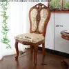 Sillón de Madera Maciza Estilo Europeo Silla con Respaldo de Tela Antigua Silla de Ocio para Negociación Recepción Silla de Reuniones