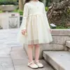 Vestido de primavera y otoño para niñas, ropa infantil elegante y a la moda, retazos de malla estilo coreano, vestido súper de princesa de hadas