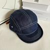 Boné de Baseball Retro Japonês Desgastado com Parte Superior Macia Jeans Aba Curta Cor Sólida Chapéu Macio Casual para Proteção Solar