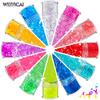 Moño lazo lentejuelas 12 colores mezclados lentejuelas para uñas polvo de brillo láser traje joyería para uñas pegatinas de uñas de diamante